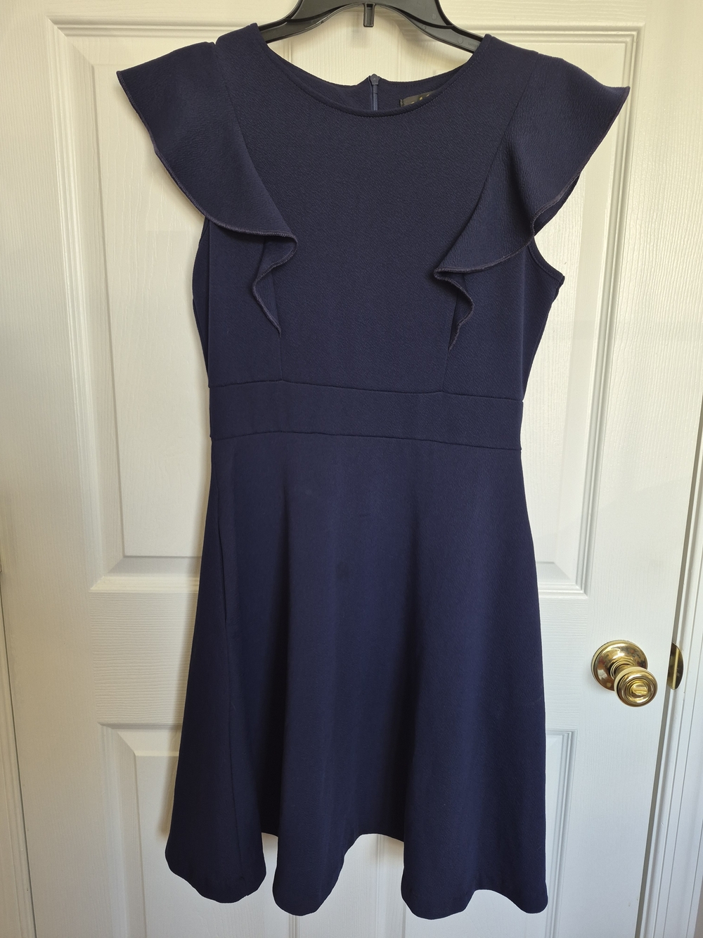 Women’s Navy Ruffle Sleeve A-Line Dress